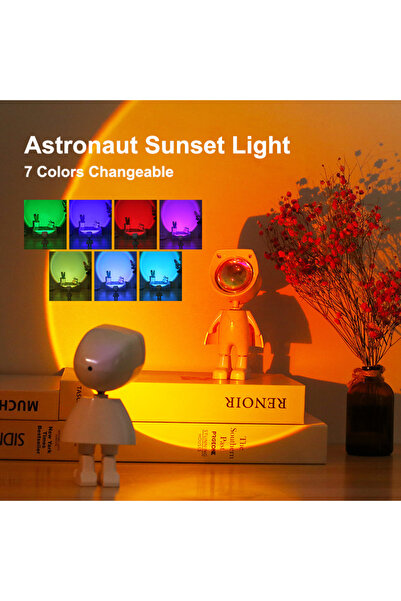 Choice 7 Colors Changeable LED Astronaut Sunset Light Rainbow Color Projectio...