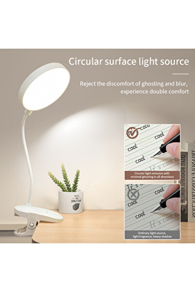 Choice White USB Rechargeable LED Desk Lamp Eye Protection Table Light Clip-O...