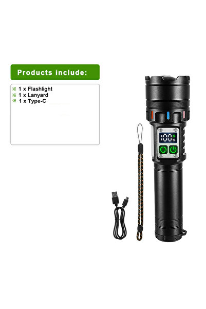 Choice1 Built-in battery 78000000LM Super Bright LED Flashlight Rechargeable ...