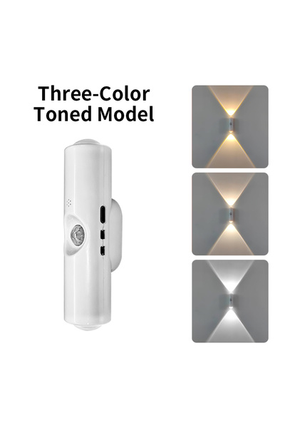 Choice مصباح ليلي LED ثلاثي الألوان مكون من قطعتين مع مستشعر حركة، قابل لإعاد...