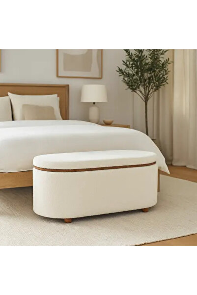 Palma homez Elegant Storage Bench Upholstered in Soft Fabric – White × Brown ...