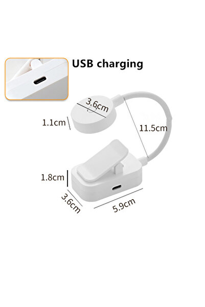Choice مصباح قراءة LED صغير أبيض اللون، قابل للشحن عبر منفذ USB، مزود بثلاثة ...