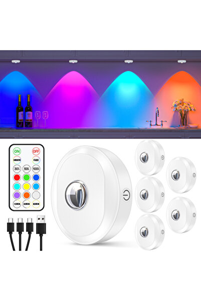 Choice مجموعة مصابيح ليلية RGB قابلة لإعادة الشحن من WILLED، 6 قطع، مع جهاز ت...