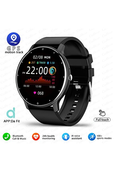 Choice ساعة ذكية سوداء للنساء والرجال، شاشة لمس كاملة، بلوتوث 5.2، مقاومة للم...