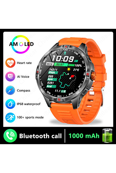 Choice ساعة ذكية رياضية خارجية للرجال، برتقالية اللون، مزودة بنظام تحديد المو...