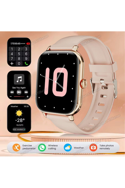 Choice ساعة ذكية ذهبية اللون متوافقة مع أجهزة أندرويد وآيفون، شاشة عالية الدق...