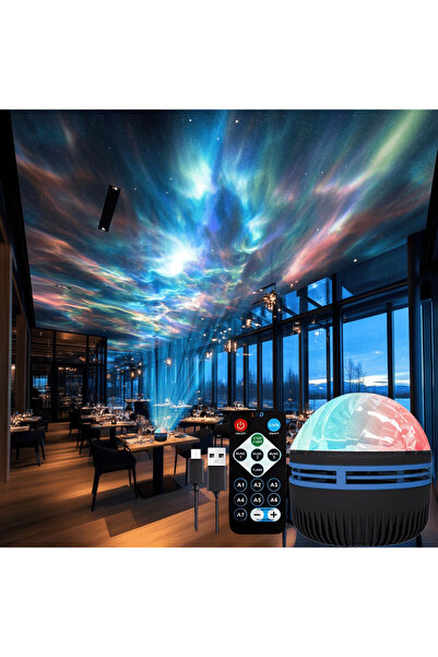 Choice جهاز عرض ضوئي LED بسبعة أوضاع لإضاءة الشفق القطبي، مزود بمنفذ USB، وإض...