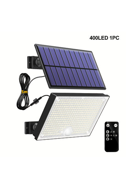 Choice مصباح شمسي جديد 400 ليد، مزود بمستشعر حركة، مناسب للاستخدام الخارجي، ب...