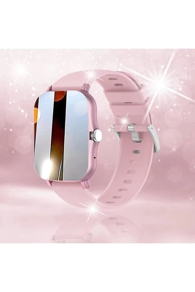 Choice ساعة ذكية وردية اللون مقاومة للماء بحجم 1.83 بوصة، مزودة بخاصية الرد ع...