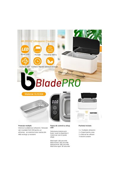 BladePRO Aparat de Curatare Profesional cu Ultrasunete UltraClean Precision - 4 moduri de curatare