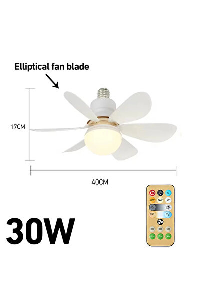 Choice مروحة سقف ذكية بيضاء 2 في 1 بست شفرات وقوة 30 واط مع جهاز تحكم عن بعد ...