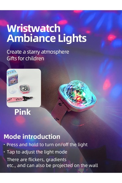 Choice مصباح معصم LED وردي RGB محمول قابل للارتداء - ضوء ديسكو ملون يعمل بالص...