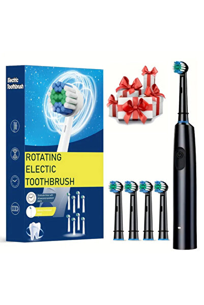 Choice Black 4 Heads Electric Toothbrush Rotary Rechargeable Electric Toothbr...