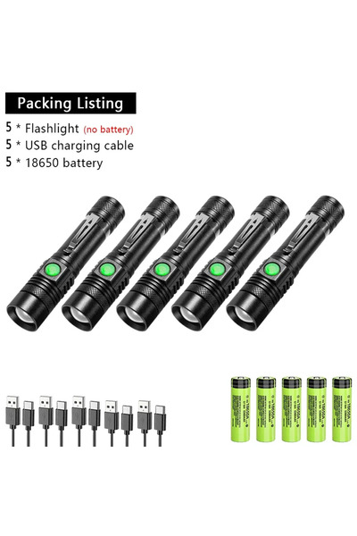 Choice 5 قطع مع بطارية قوية مصباح يدوي LED من سبائك الألومنيوم محمول قابل لإع...