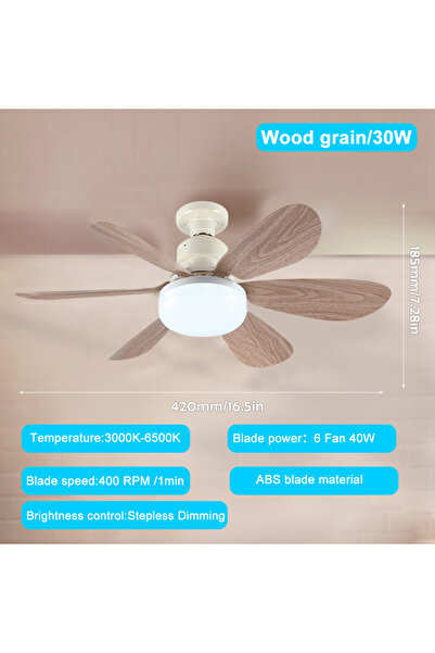 Choice مروحة سقف LED منزلية بقاعدة E26/E27، بنمط خشبي، بقطر 42 سم، مزودة بجها...