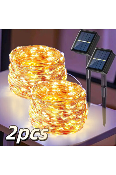 Choice سلسلة إضاءة خارجية تعمل بالطاقة الشمسية بطول 7 أمتار، مزودة بـ 50 مصبا...