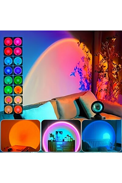 Choice جهاز عرض ضوء غروب الشمس، قابل للتغيير، أسود اللون، مزود بمقبس USB، قطع...