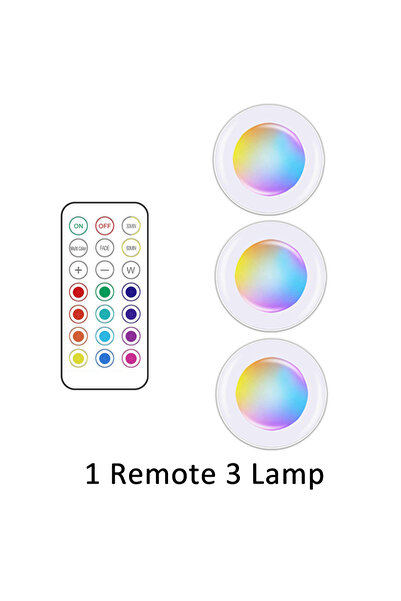 Choice جهاز تحكم عن بعد واحد، 3 مصابيح RGB ملونة، إضاءة LED لاسلكية تحت الخزا...