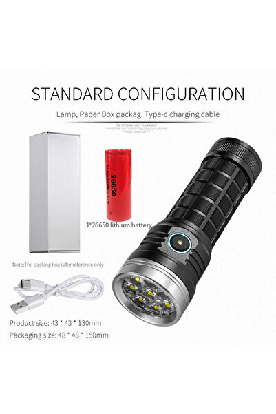 Choice مصباح يدوي W5185 (1X26650) بـ 8 مصابيح LED، مصباح طوارئ خارجي فائق الس...