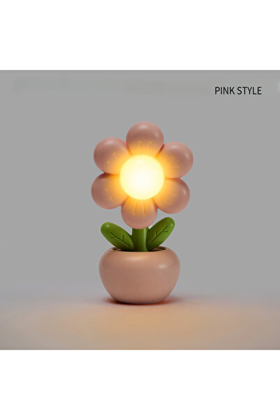 Choice مصباح ليلي صغير LED وردي اللون على شكل زهرة، مزود بزر واحد، مناسب لغرف...