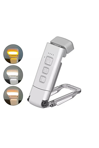 Choice مصباح قراءة صغير أبيض بمشبك، مزود بمؤقت، قابل لإعادة الشحن، مصباح LED ...