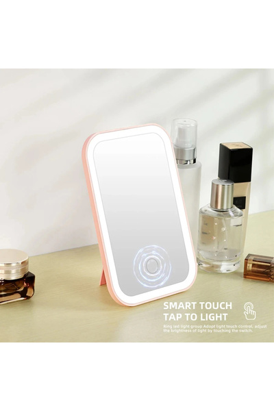 Choice 1PC Pink LED Touch Screen Makeup Mirror Folding Mirror Lighted Makeup ...