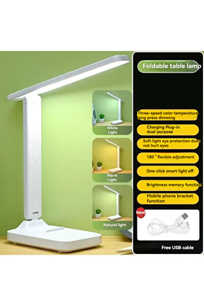 Choice مصباح طاولة قابل للطي بسعة 6000 مللي أمبير، مصباح مكتب LED بثلاثة أوضا...