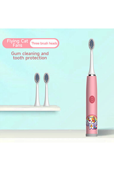 Choice1 فرشاة أسنان كهربائية سونيك للأطفال بثلاثة رؤوس، برسومات كرتونية ملونة...