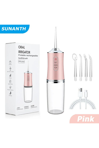 choice2 059-Pink Portable Smart Electric Oral Irrigator Water Flosser 4 Jets ...