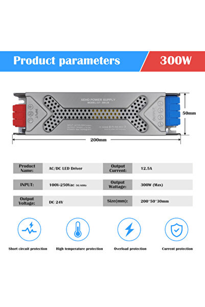 Choice 24V 300W Ultra Thin Lighting Transformer 110V 220V to 12V 24V 60W 100W...