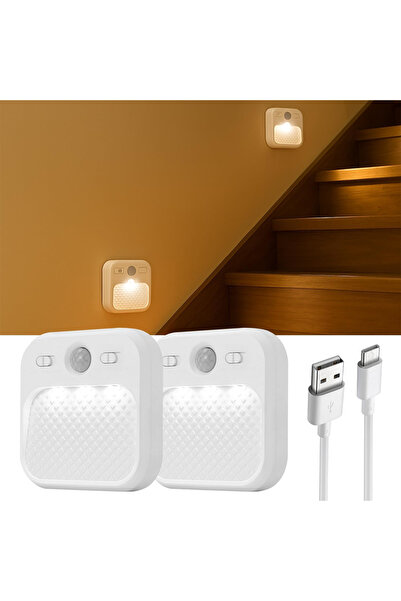 Choice 2pcs 1pc/2pcs Rechargeable Motion Sensor LED Night Lights Dimmable Cab...