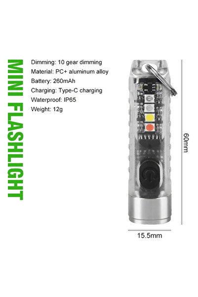 Choice مصباح يدوي صغير متعدد الوظائف شفاف 042SDT مزود بإضاءة LED محمولة، يُعل...