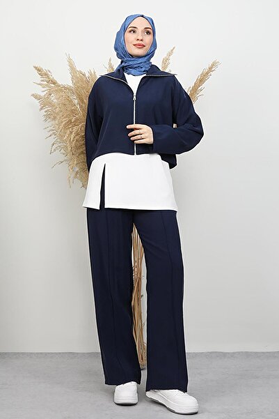 GİYZAMİLA Lily Three-Piece Set Navy Blue