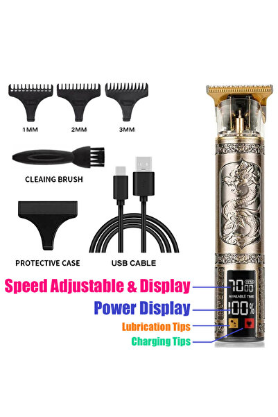 Choice 068-PhoenixDragon ماكينة حلاقة شعر رجالية قابلة لإعادة الشحن T9 بتصميم...