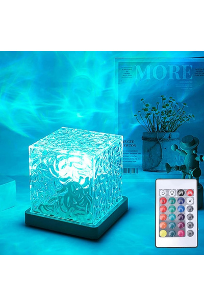 Choice مصباح طاولة دوار بتصميم لهب RGB بلون كاكي داكن، 16 لونًا، مع علامة مائ...