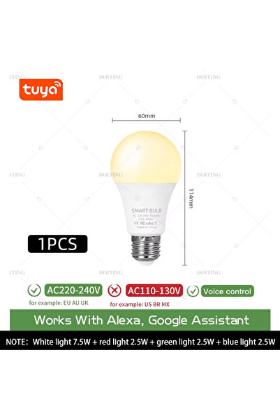 Choice Yes AC 220-240V 15W WIFI Smart Life Tuya WiFi E27 Bulb LED Lights App ...