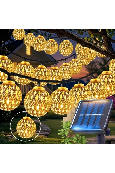 Choice سلسلة إضاءة خارجية تعمل بالطاقة الشمسية بطول 7 أمتار، مزودة بـ 50 مصبا...