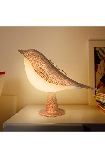 Choice مصباح طاولة خشبي LED على شكل طائر يعمل باللمس - تصميم آرت ديكو، قابل ل...