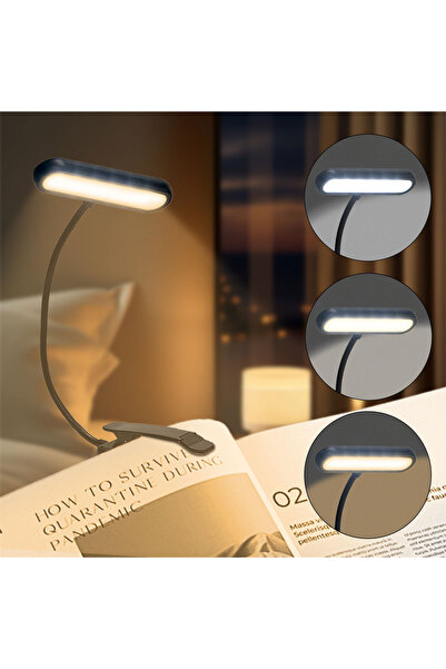 Choice مصباح قراءة LED قابل للتثبيت بمشبك، قابل لإعادة الشحن عبر منفذ USB، بث...