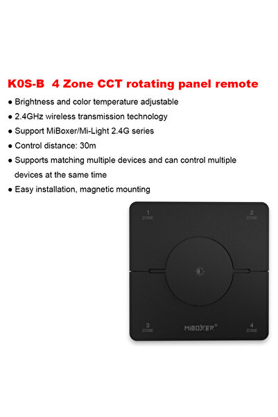 Choice K0S-B Miboxer K0S 2.4GHZ 86 Knob 4 Zone Panel Remote Adjust Color Temp...