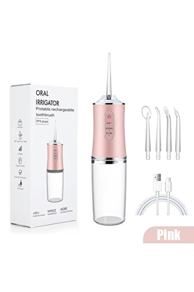 Choice1 جهاز تنظيف الأسنان بالماء المحمول، وردي اللون، قابل لإعادة الشحن عبر ...