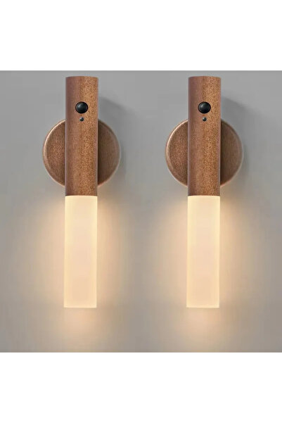 Choice مصباح ليلي لاسلكي داخلي يعمل بمستشعر حركة من الجوز - قطعتان، مزود بإضا...