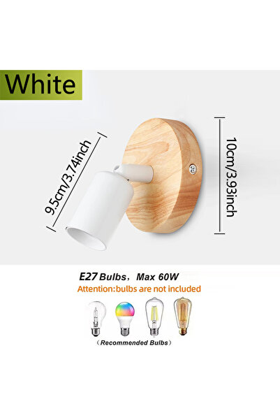 Choice مصباح حائط أبيض عتيق الطراز بدون لمبة، قاعدة E27، إضاءة داخلية صناعية،...