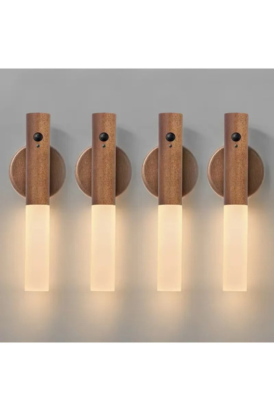 Choice Walnut-4Pcs LED Rechargeable Corridor Cabinet Wall Light Household Toi...
