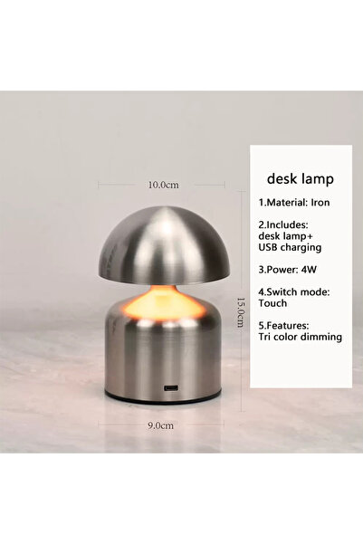 Choice Silvery LED Table Lamps USB Rechargeable Touch Dimming Night Light 3 C...