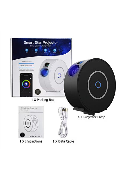 Choice مصباح عرض سماء مرصعة بالنجوم بتقنية الشفق القطبي الذكي باللون الأسود، ...