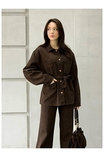 Coral Four-Pocket Leopard Patterned Jacket 0276-3 Brown