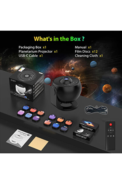 Choice جهاز عرض فلكي كامل باللونين الأسود والأبيض، قطعة واحدة، لغرفة النوم، إ...