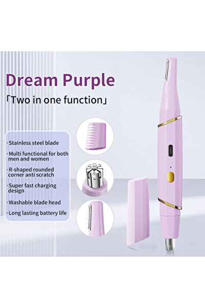 Choice أداة تشذيب الحواجب والأنف الكهربائية 2 في 1 باللون البنفسجي، قابلة لإع...