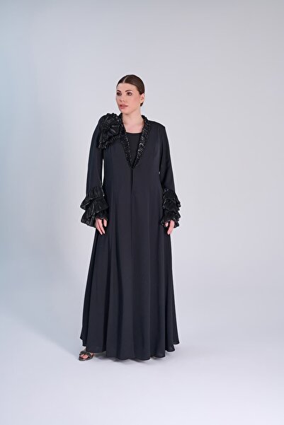QUİZAS Plus-Size Abaya Set with Inner Dress and Stylish Embellishments
